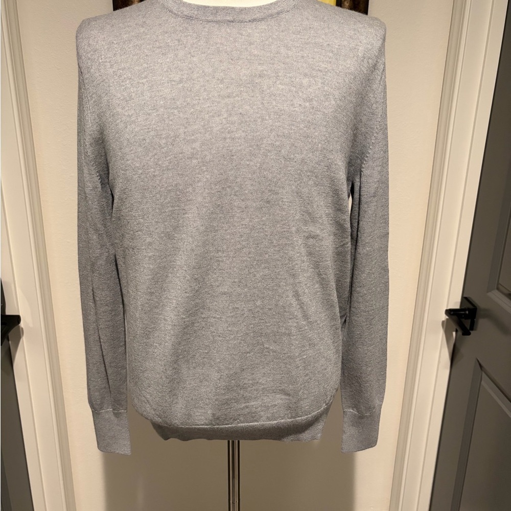 Banana Republic Men's Fine Merino Wool Light Gray Crewneck Sweater M